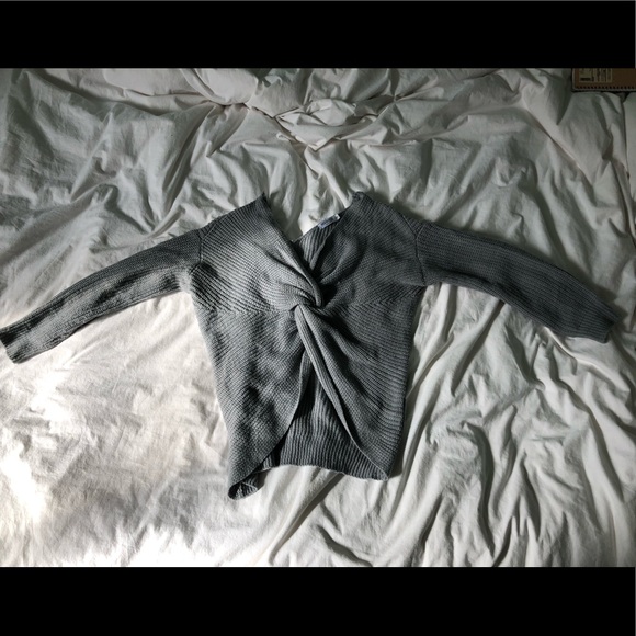 Measeor Knit Tied Grey Sweater - Picture 3 of 4